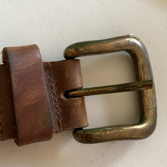 Floral Cut-Out 1” thick Belt Full Grain Strap Brassy Buckle - Picture 5 of 7